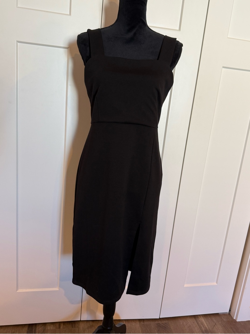 Maurices Black Square-Neck Midi Dress with Side Slit